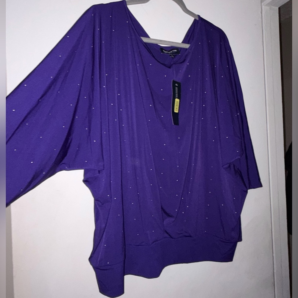 NWT Jones New York Purple Blouse with Embellishments